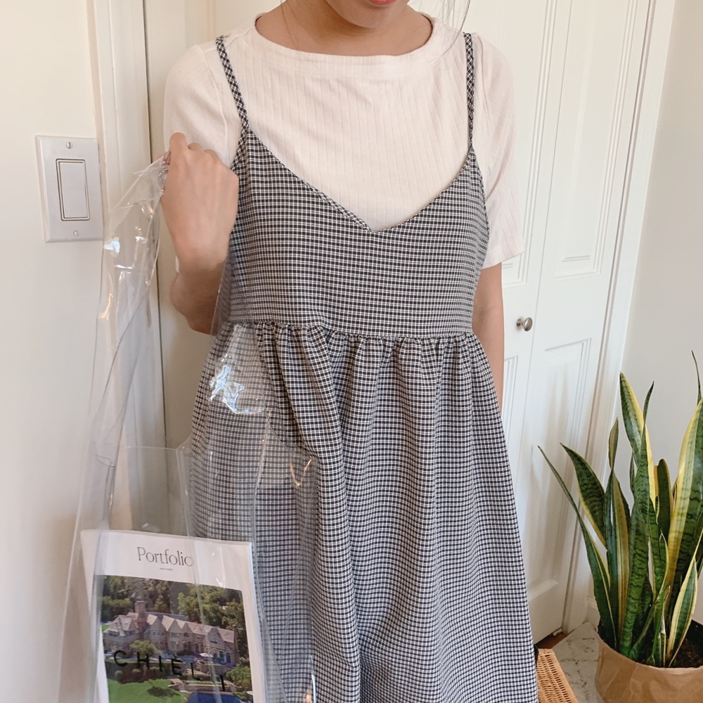 Checked babydoll dress